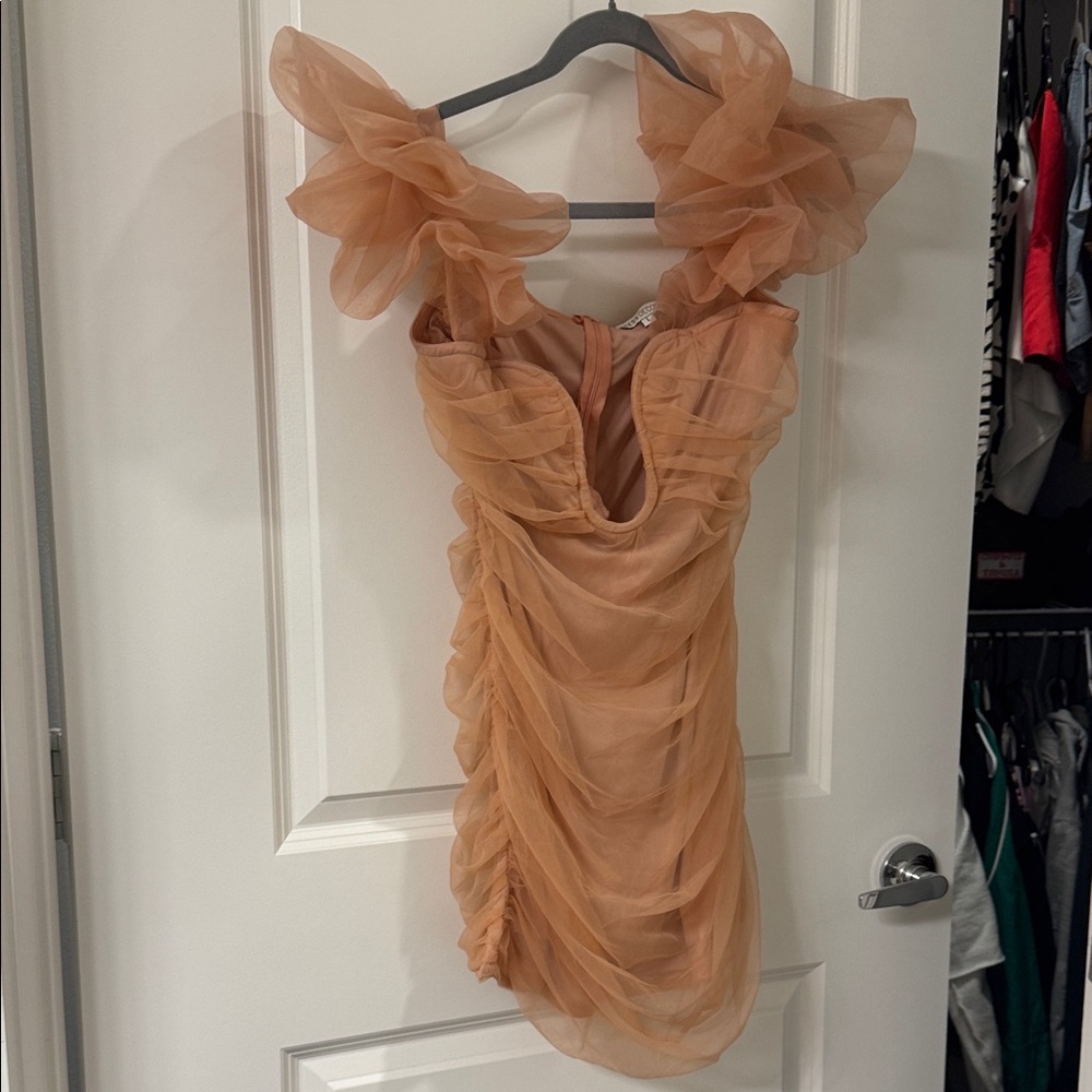 Fashion Nova Peach Mini Dress with Ruffles